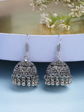 NVR Women German Silver Oxidized Floral Design Jhumka Earrings | Grab2Buy