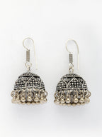NVR Women German Silver Oxidized Floral Design Jhumka Earrings | Grab2Buy