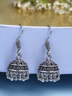 NVR Women Silver Plated Oxidized Traditional Jhumka Earrings | Grab2Buy