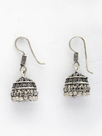 NVR Women Silver Plated Oxidized Traditional Jhumka Earrings | Grab2Buy