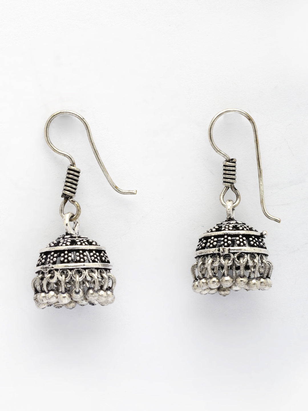 NVR Women Silver Plated Oxidized Traditional Jhumka Earrings | Grab2Buy
