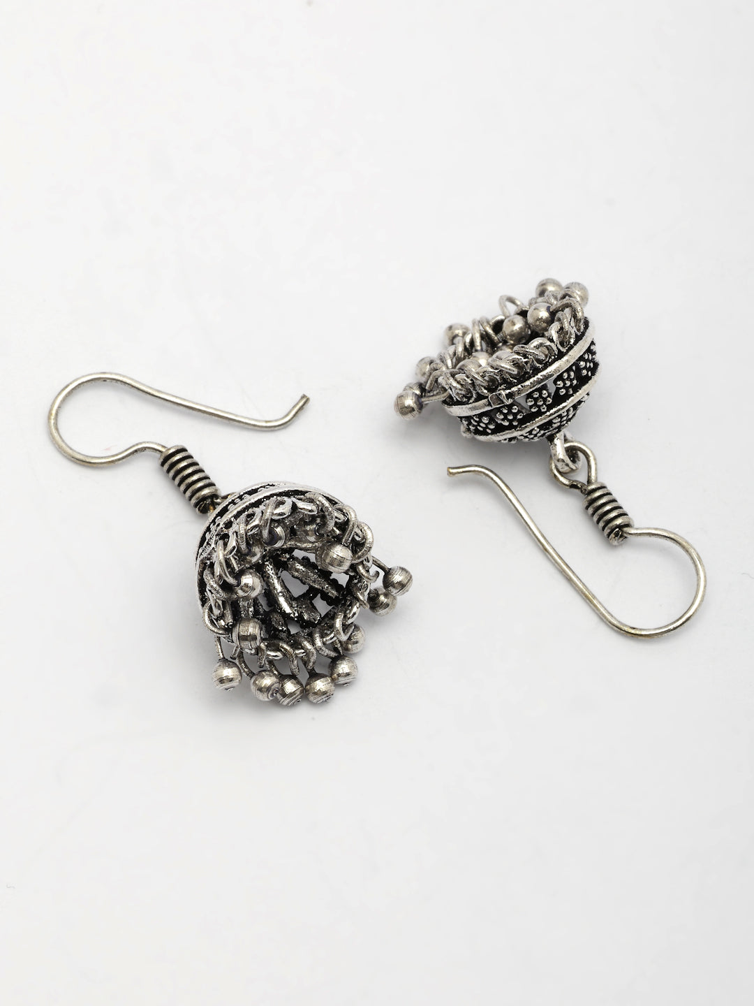 NVR Women Silver Plated Oxidized Traditional Jhumka Earrings | Grab2Buy