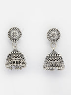 NVR Women Silver Plated Traditional Oxidized Jhumka Earrings | Grab2Buy
