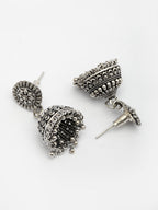 NVR Women Silver Plated Traditional Oxidized Jhumka Earrings | Grab2Buy