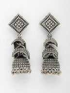 NVR Women's Traditional Oxidized Silver Plated Jhumka Earrings | Grab2Buy