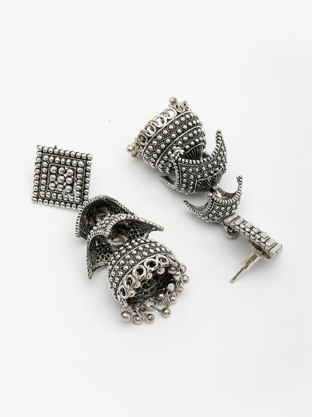 NVR Women's Traditional Oxidized Silver Plated Jhumka Earrings | Grab2Buy