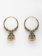 NVR Women's Set of 2 Traditional Gold-Polished Oxidized Jhumka Earrings | Grab2Buy