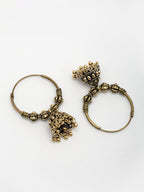 NVR Women's Set of 2 Traditional Gold-Polished Oxidized Jhumka Earrings | Grab2Buy