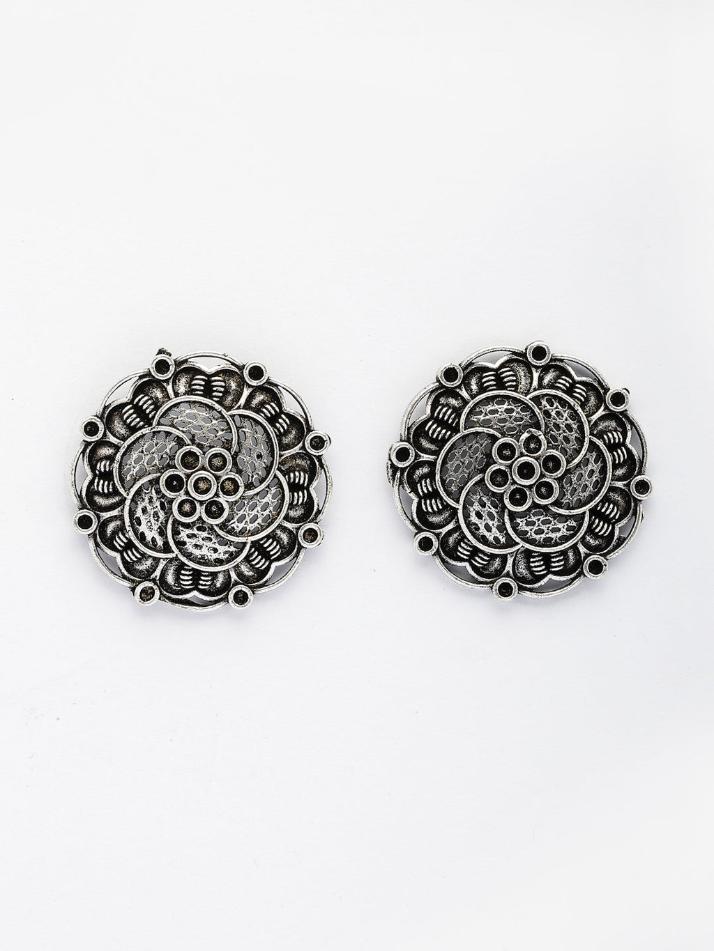 NVR Women's Set of 3 Silver Plated Oxidized Fashion Traditional Earrings | Grab2Buy