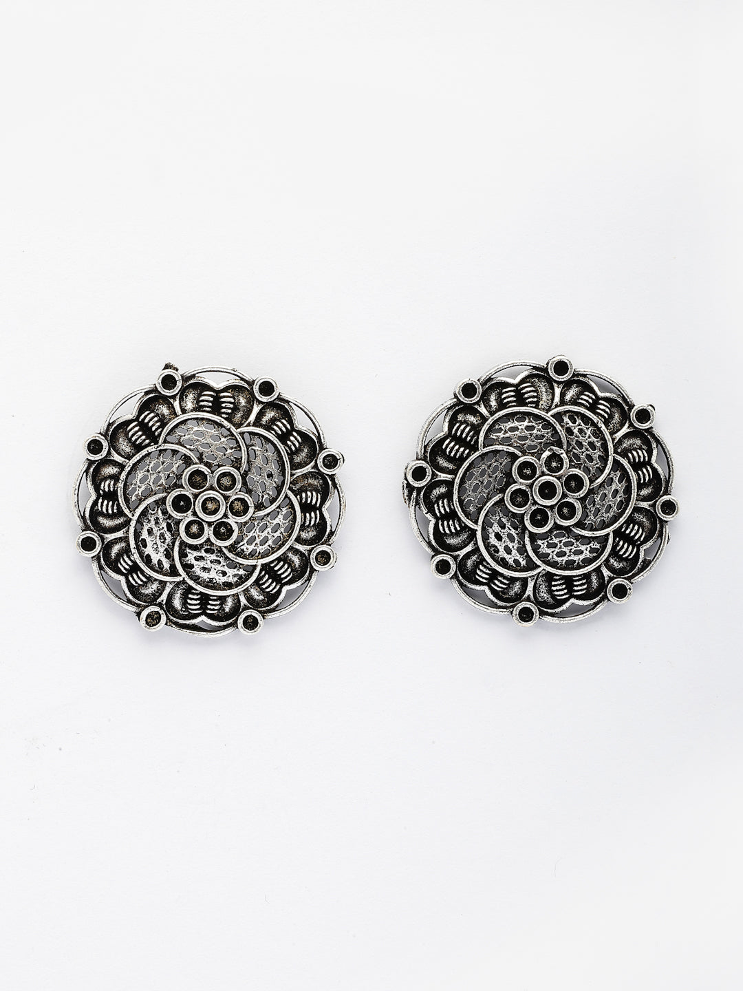 NVR Women's Set of 3 Silver Plated Oxidized Fashion Traditional Earrings | Grab2Buy