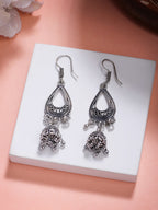 NVR Women's Set of 3 Silver Plated Oxidized Fashion Traditional Earrings | Grab2Buy
