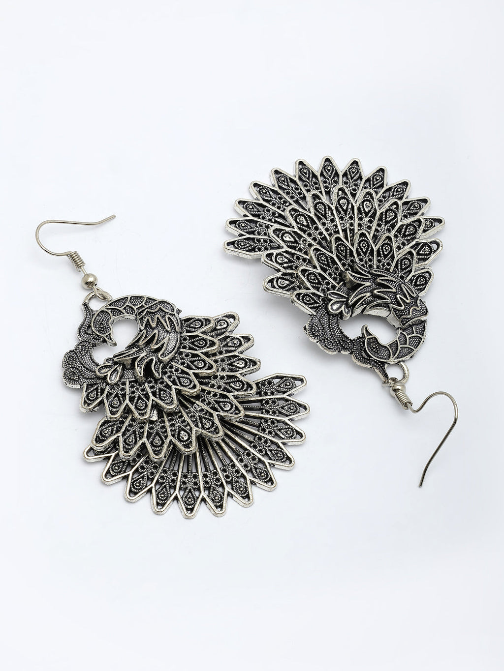 NVR Women's Set of 3 Silver Plated Oxidized Fashion Traditional Earrings | Grab2Buy