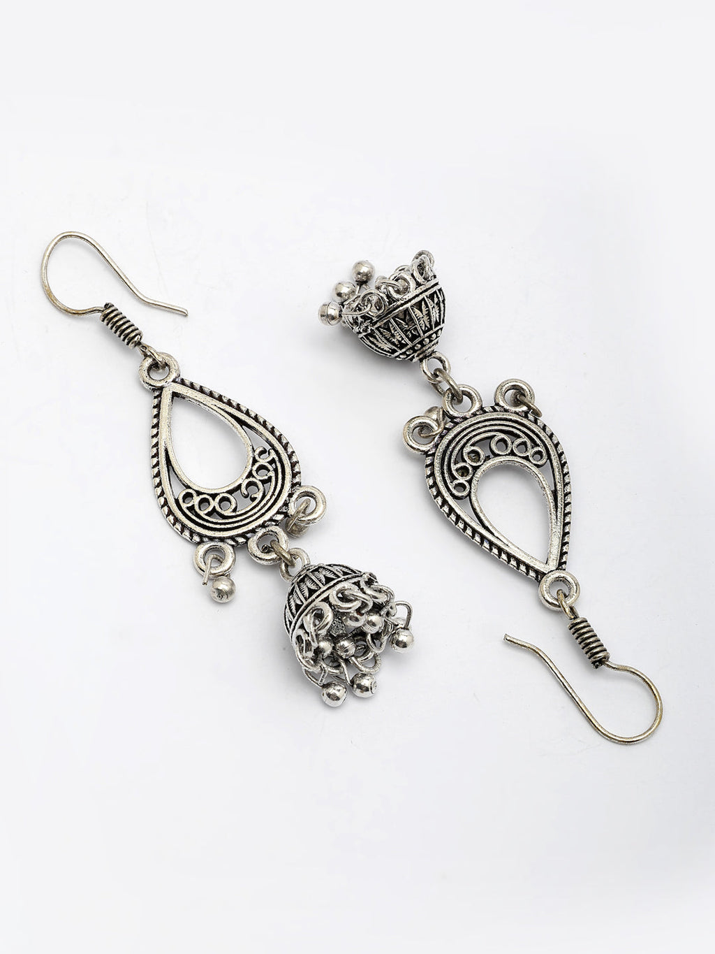 NVR Women's Set of 3 Silver Plated Oxidized Fashion Traditional Earrings | Grab2Buy