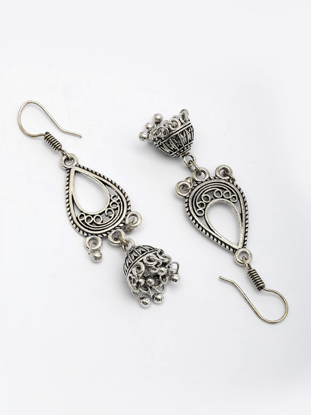 NVR Women's Set of 3 Silver Plated Oxidized Fashion Traditional Earrings | Grab2Buy