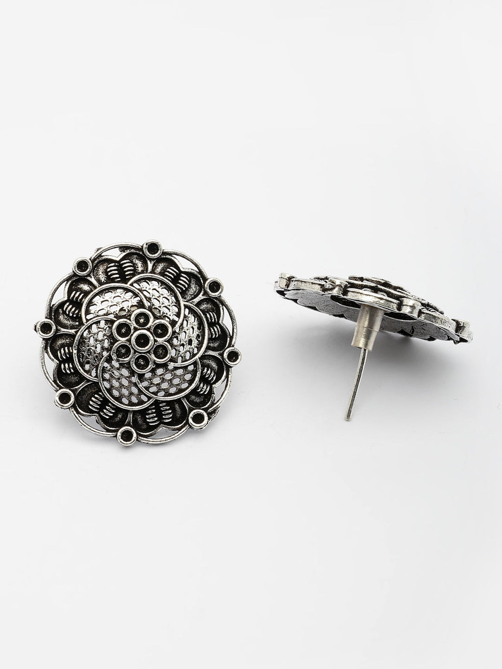 NVR Women's Set of 3 Silver Plated Oxidized Fashion Traditional Earrings | Grab2Buy