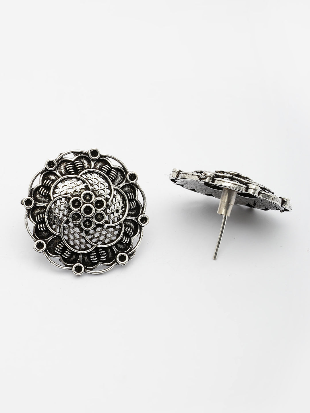 NVR Women's Set of 3 Silver Plated Oxidized Fashion Traditional Earrings | Grab2Buy