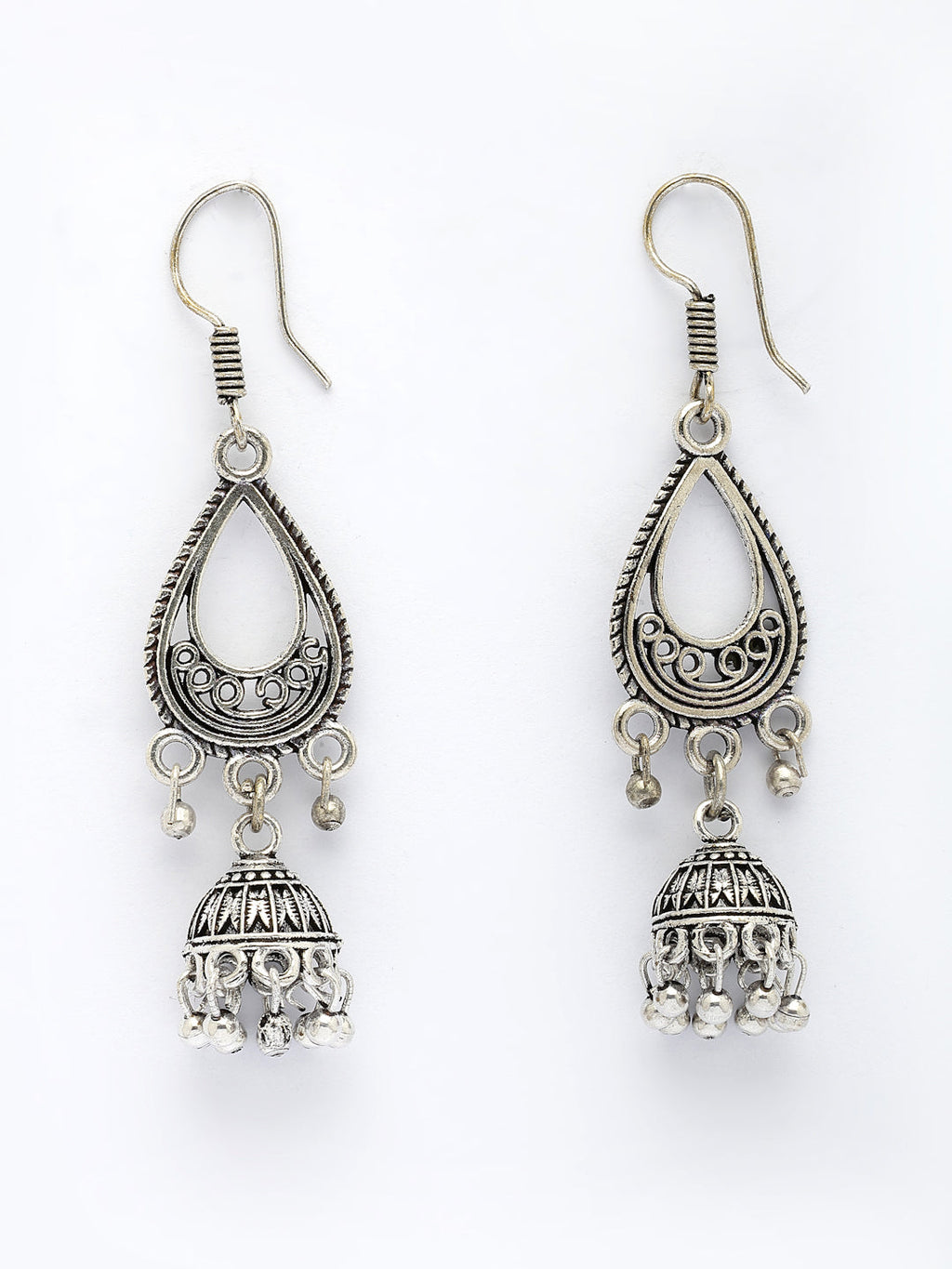 NVR Women's Set of 3 Silver Plated Oxidized Fashion Traditional Earrings | Grab2Buy
