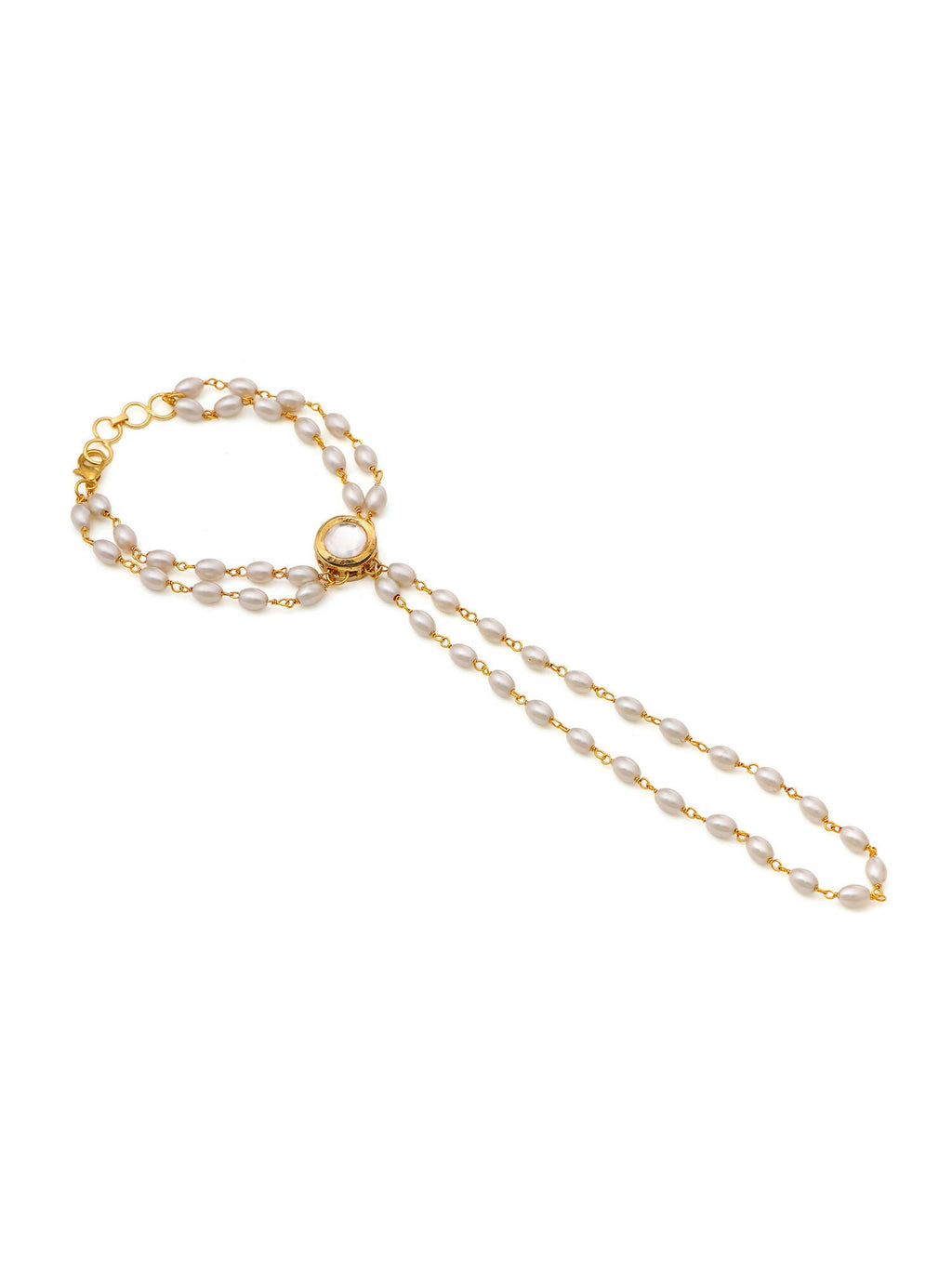Ruby Raang Gold Kundan & Pearl Haath Phool | Grab2Buy