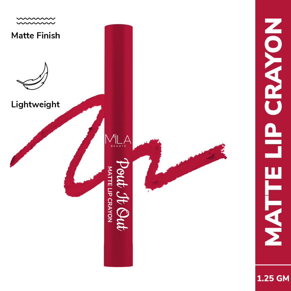 Mila Beaute Pout It Out Long Lasting & Matte Finish Lip Crayon Lipstick - Ariel | Grab2Buy