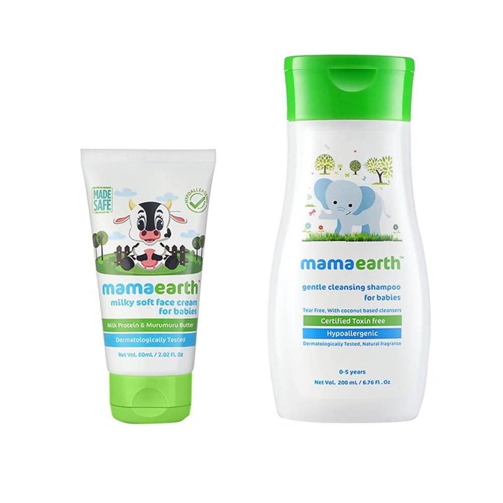Mamaearth Milky Soft Face Cream And Gentle Cleansing Shampoo For Babies (60ml+200ml) | Grab2Buy