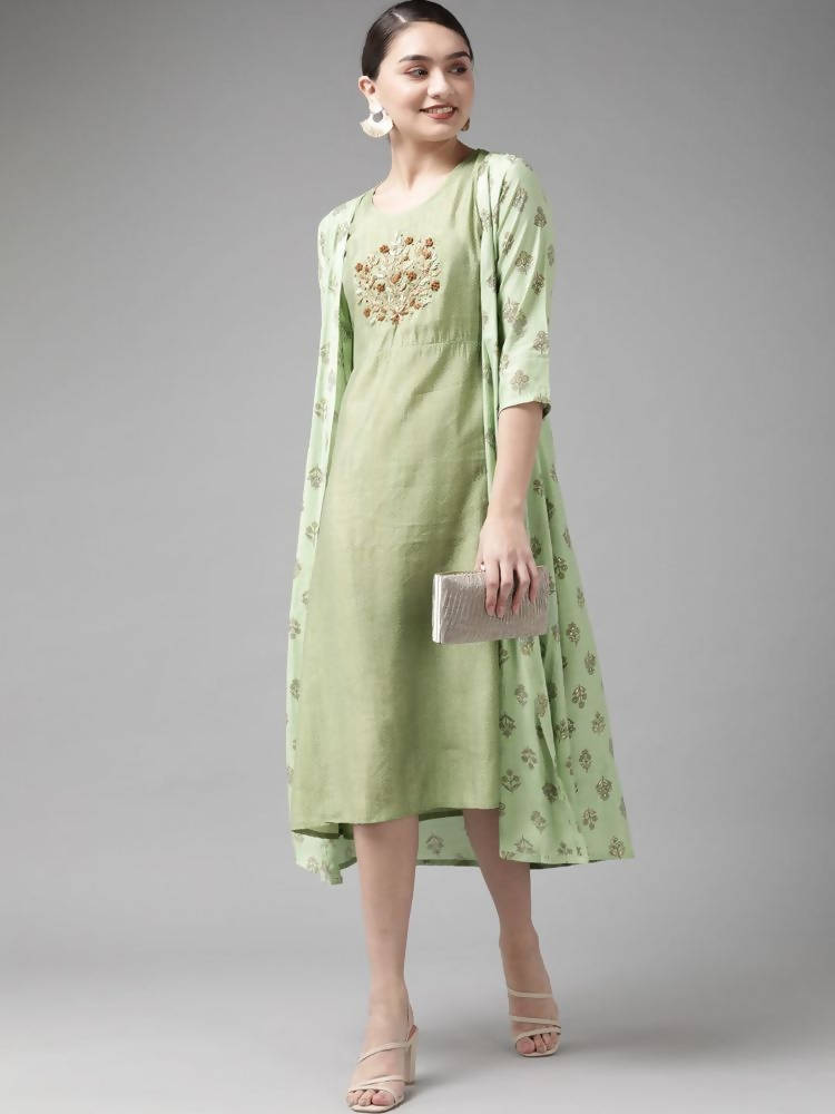 Yufta Silk Green Regular Dress Single | Grab2Buy