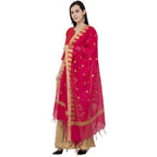 A R Silk VNS Ambi Booti Fancy Dupatta Color Rani Dupatta or Chunni | Grab2Buy