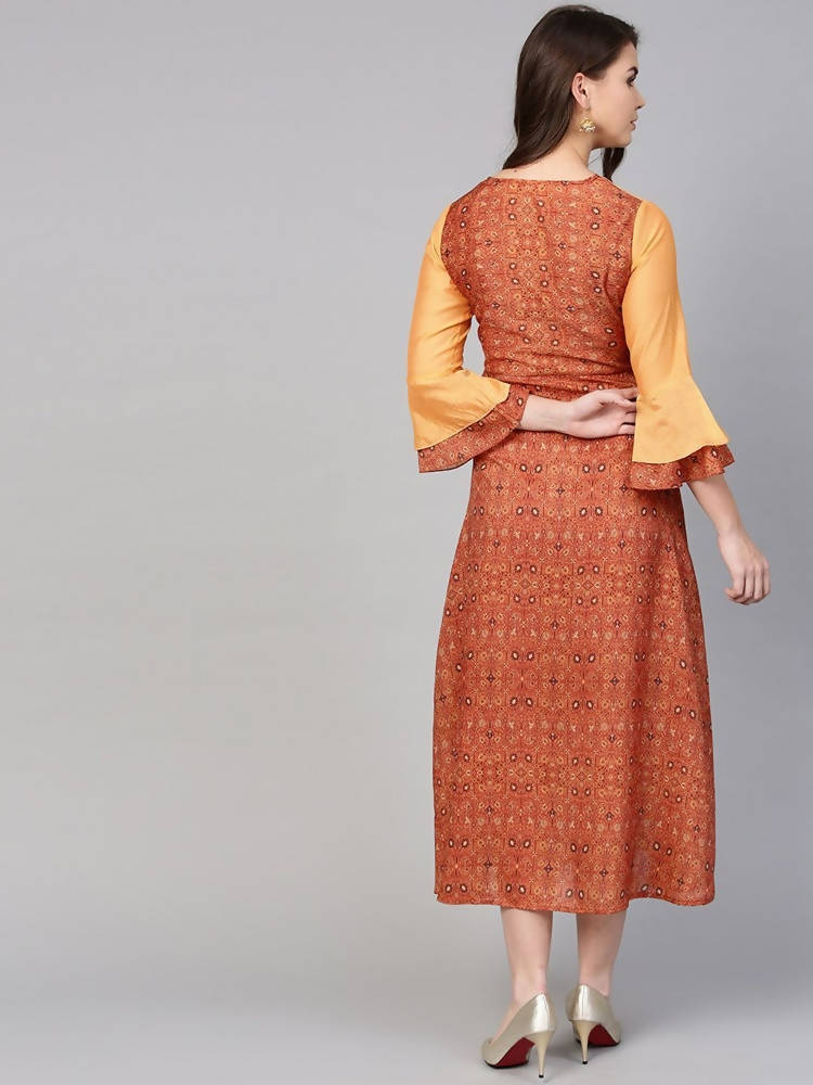 Yufta Orange And Brown A-line dress | Grab2Buy