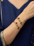 NVR Women Set of 2 Gold Plated Artificial Beads Bangle