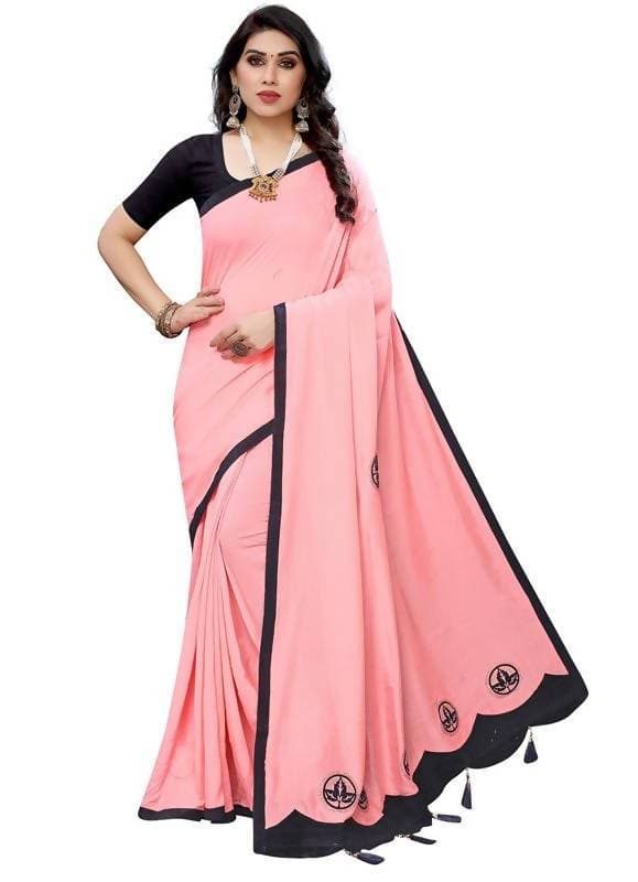 Vamika Designer Peach Georgette Saree (TSUNAMI PEACH ) | Grab2Buy