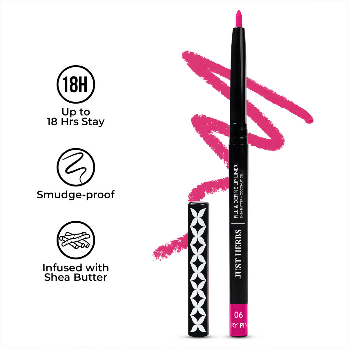 Just Herbs Fill & Define Lip Liner - Fiery Pink | Grab2Buy