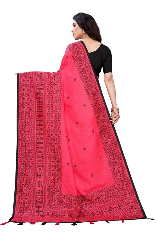 Vamika Pink Sana Silk Printed Saree (Nihal Pink) | Grab2Buy
