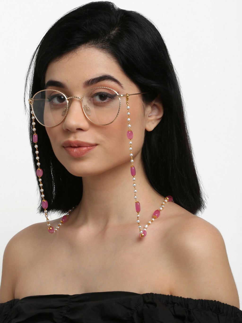 Stone And Gold-Polished Mask Chain - Ruby Raang | Grab2Buy