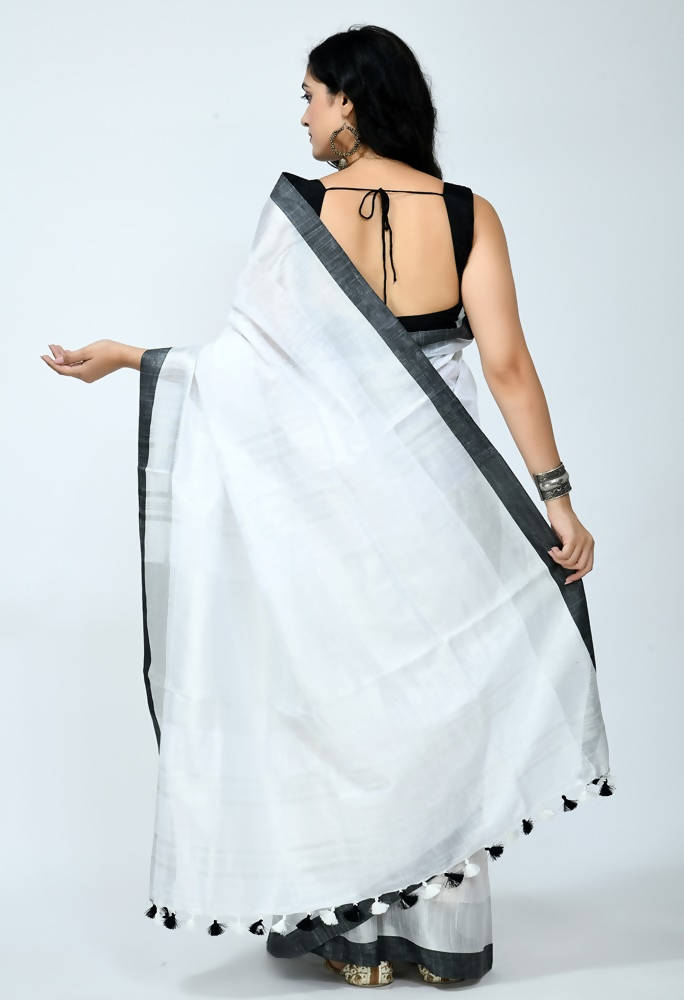 Mominos Fashion Moeza Beautiful Bhagalpuri Handloom Silk White Saree | Grab2Buy