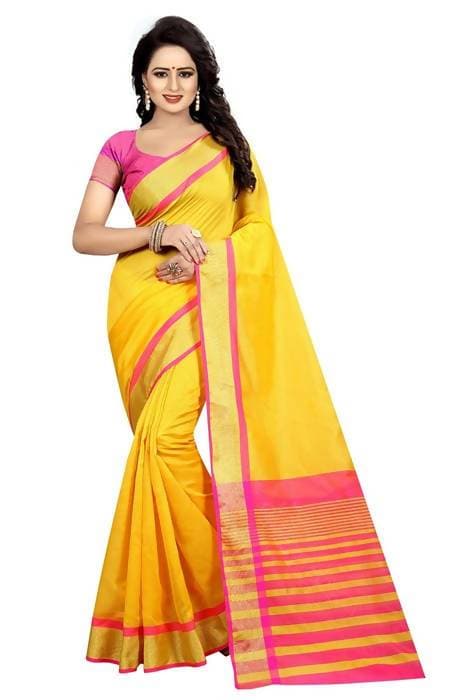 Vamika Yellow Cotton Silk Weaving Saree (MASTANI WAEVING SAREE) | Grab2Buy