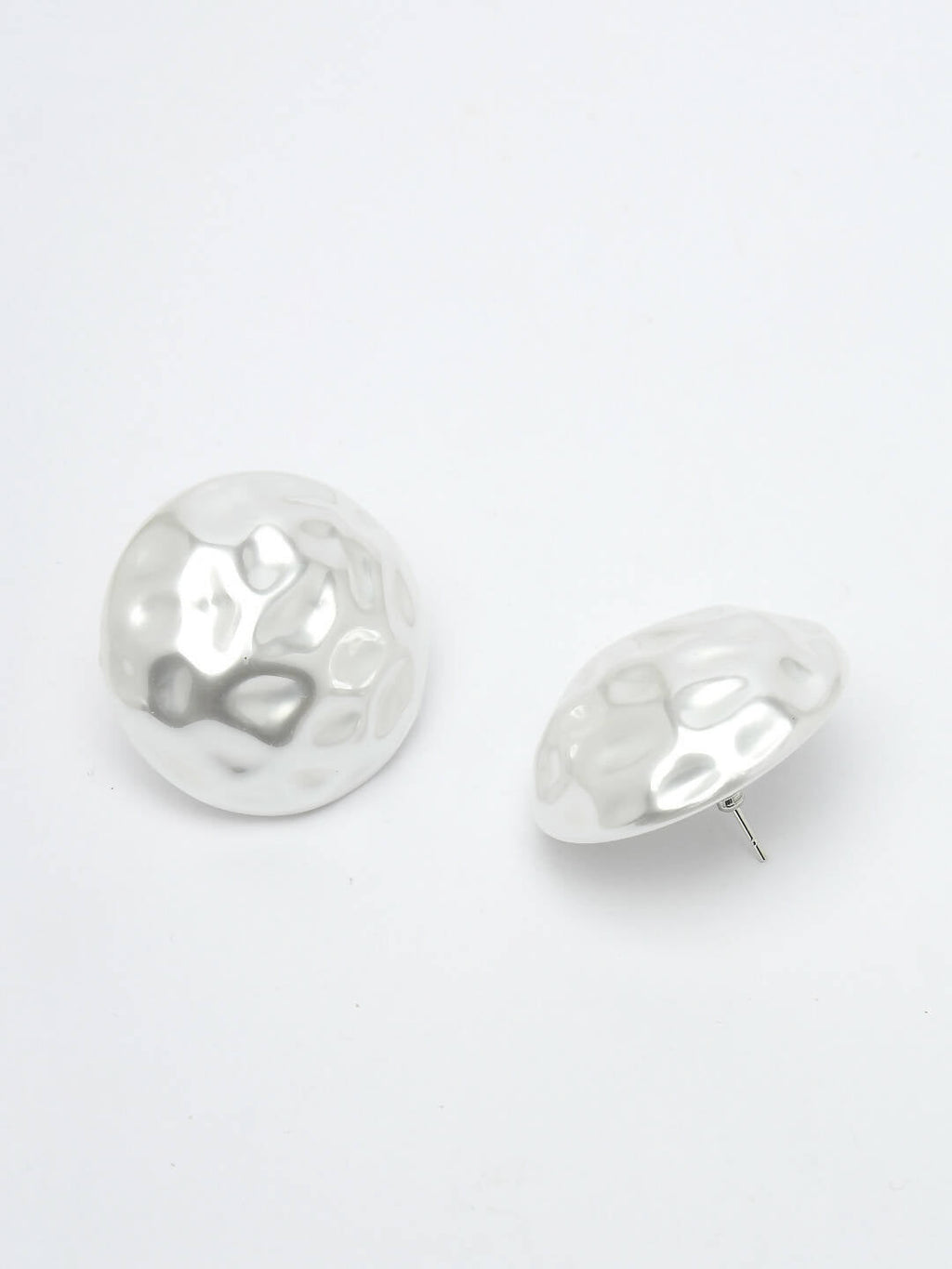 NVR Women's White Color Moon Stud Earrings | Grab2Buy
