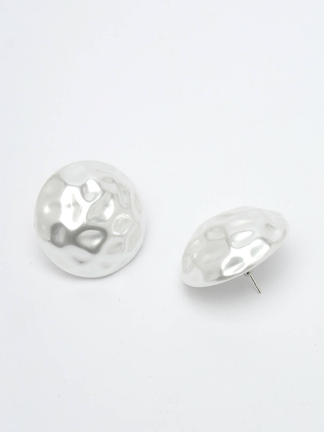 NVR Women's White Color Moon Stud Earrings | Grab2Buy