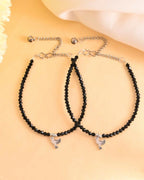 VOJ Set of 2 Bird Black Beads Anklet
