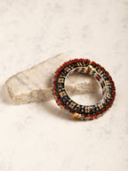 Gold-Polished Blue White Kundan Studded Pearls Beaded Bangle - Ruby Raang | Grab2Buy