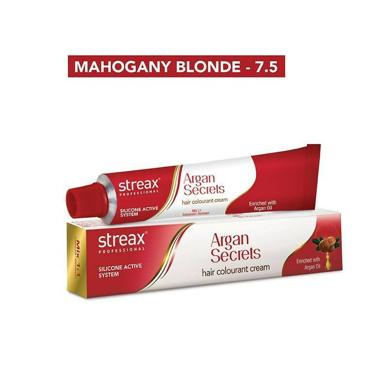 Streax Professional Argan Secrets Hair Colourant Cream - Mahogany Blonde 7.5 | Grab2Buy
