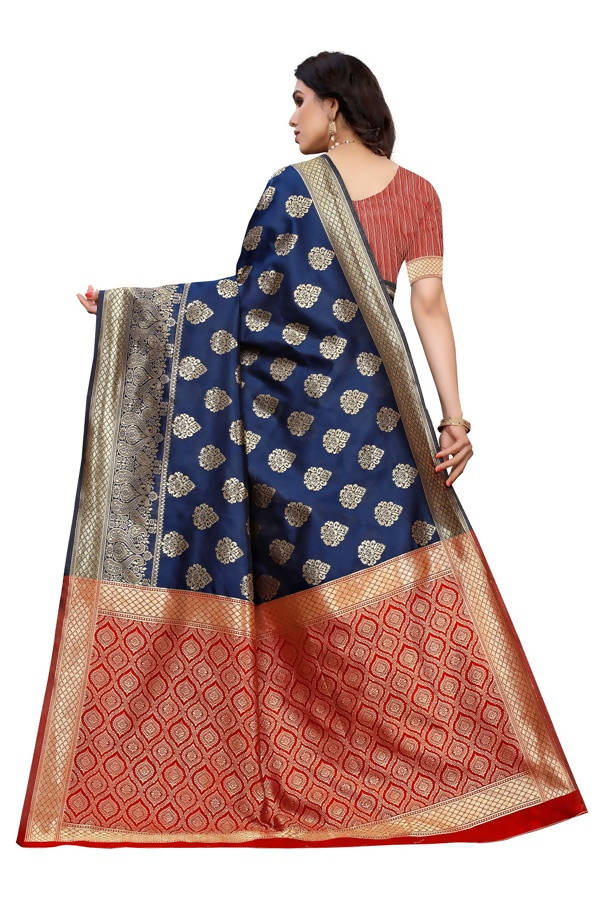 Vamika Banarasi Jacquard Weaving Blue Saree (Dangal Blue) | Grab2Buy