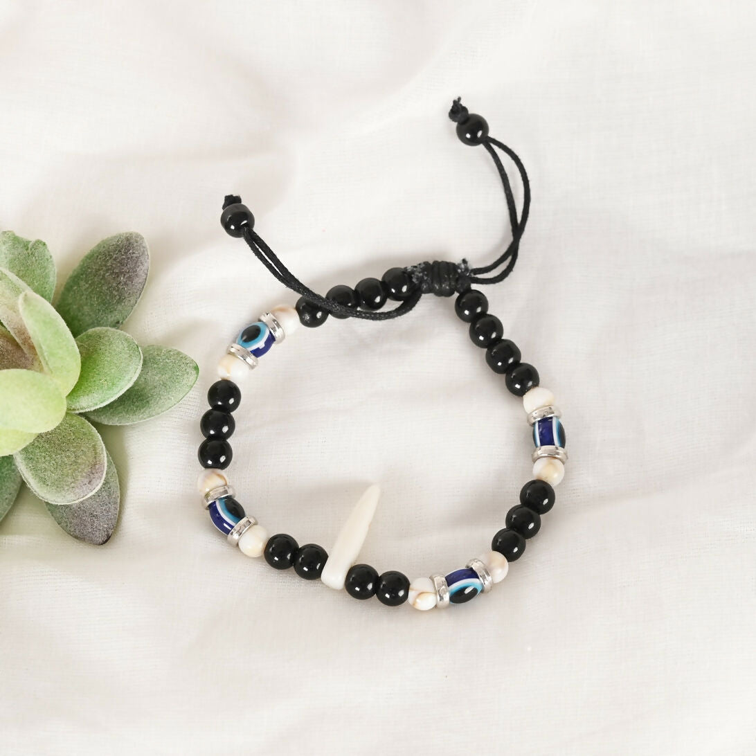 NVR Men & Women Pearl Evil Eye Adjustable Bracelet | Grab2Buy