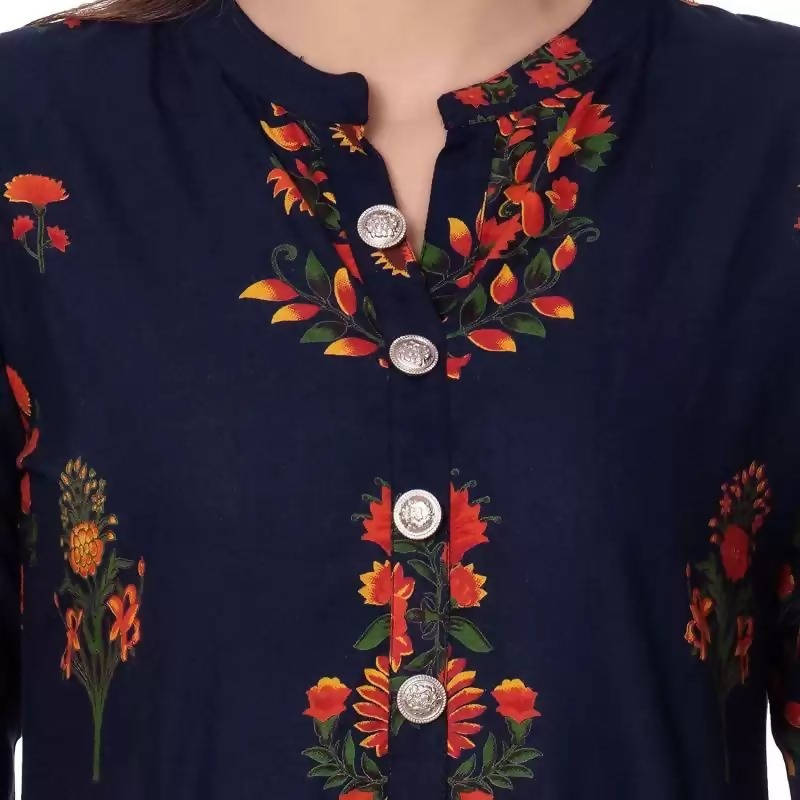 Vamika Coton Navy Blue Party Wear Kurti | Grab2Buy