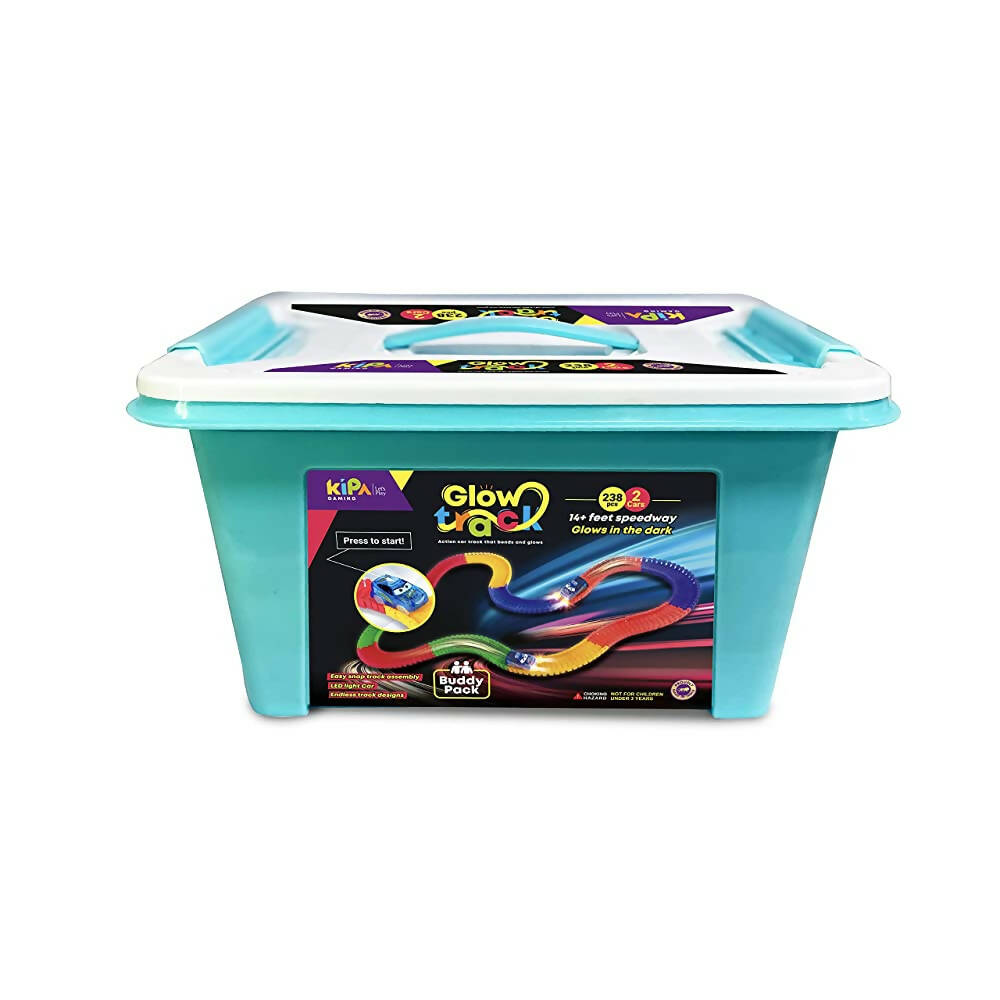 Kipa 2 Magic Race car with 238 Bend Flex and Glow Tracks, Plastic Magic 14 Feet Long Flexible Tracks Car Play Set for Kids (Multi Color) | Grab2Buy