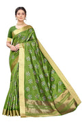 Vamika Green Cotton Polyster Silk Weaving Saree (Kerala Cherry) | Grab2Buy