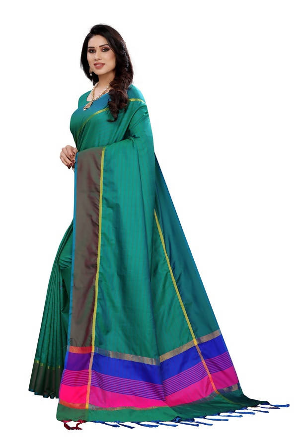 Vamika Green Cotton Silk Weaving Saree (Binita Green) | Grab2Buy