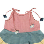 Mhyssa Sleeveless Flared Frock With Tie Ups - Pink | Grab2Buy