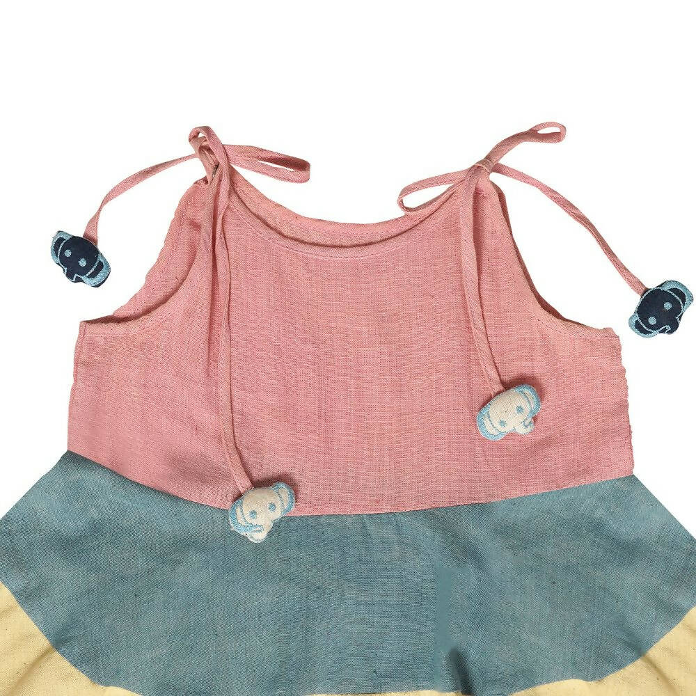 Mhyssa Sleeveless Flared Frock With Tie Ups - Pink | Grab2Buy