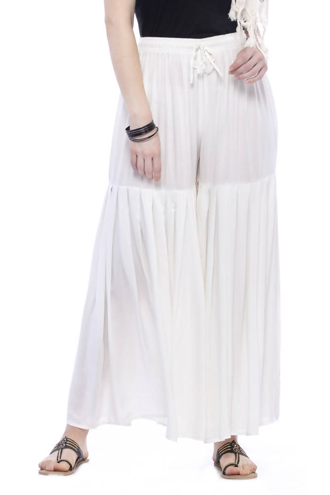Mominos Fashion Reyon Cotton Off White Palazzo | Grab2Buy