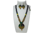 Terracotta Round Pendant Boho Style Medium Necklace Set With Hangings | Grab2Buy
