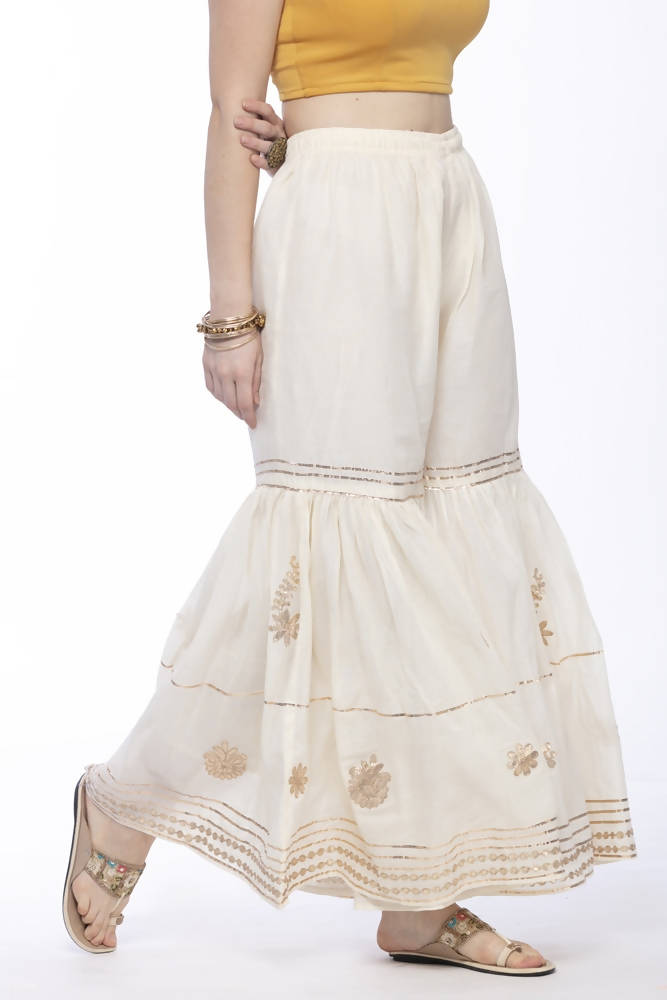 Mominos Fashion Cotton Off White Beautiful Gotta Work Sharara | Grab2Buy